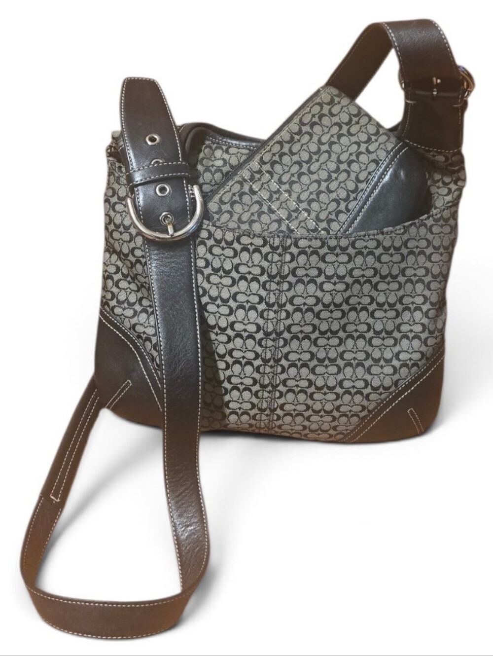 Coach Signature Black Crossbody Bag and Pouch Set